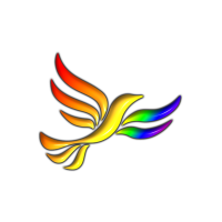 Lib Dem emblem in LGBT rainbow colours